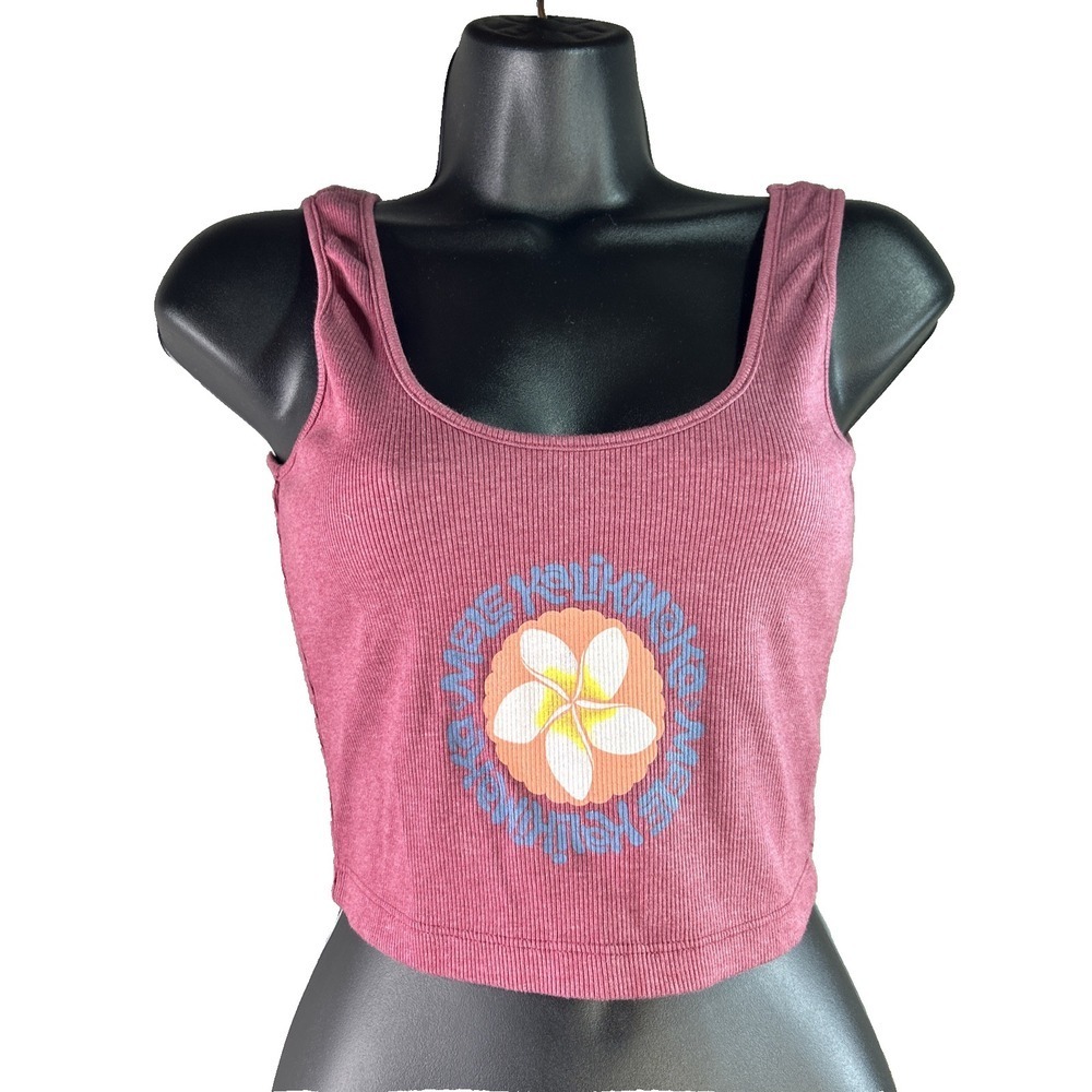 Roxy Y2K Pink Graphic Crop Tank Top Sleeveless‎ Festival Summer SP NWT
